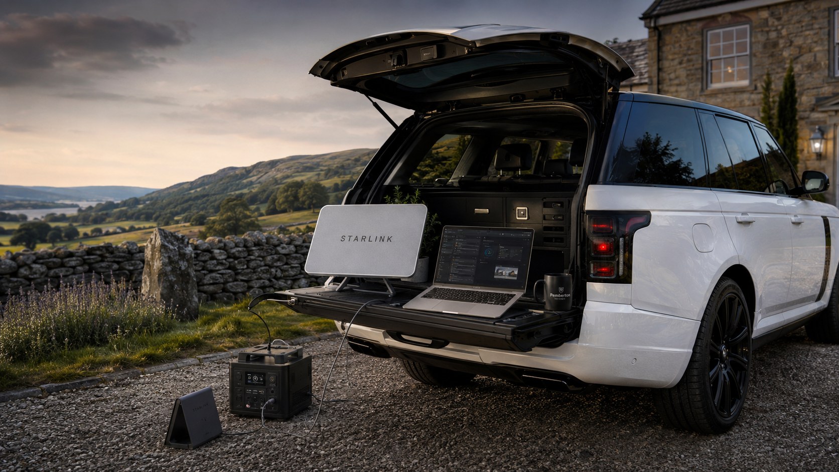 Starlink installation equipment at a rural property